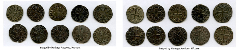 Principality of Antioch 10-Piece Lot of Uncertified Bohemond Era "Helmet" Denier...