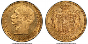 Frederick VIII gold 20 Kroner 1909 (h)-VBP MS63 PCGS, Copenhagen mint, KM810. Fully detailed strike with muted luster. AGW 0.2593 oz. 

HID098012420...
