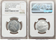 Louis XV aluminum "Ordinary of Wars" Jeton 1747-Dated MS64 NGC, Feuardent-579 var. LUD XV REX CHRISTIANISS His laureate bust right / TOT ACIES Pair of...