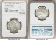 Louis XV silver "Royal Treasury" Jeton 1757-Dated MS63 NGC, Feuardent-2096 var. LUD XV REX CHRISTIANISS His laureate bust right / INDI ROS ET FULMEN T...