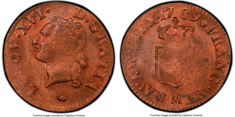 Louis XVI Liard 1789-M MS64 Red and Brown PCGS, Toulouse mint, KM585.10, Gad-348...