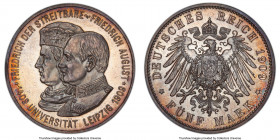 Saxony. Friedrich August III "Leipzig University" 5 Mark 1909 MS64 PCGS, KM1269, J-139. Steel gray with red-orange peripheral tone. 

HID09801242017...