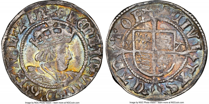 Henry VIII (1509-1547) 1/2 Groat (2 Pence) ND (1526-1532)-WA AU58 NGC, Canterbur...