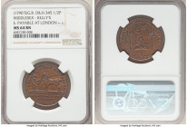 Middlesex. Kelly's copper 1/2 Penny Token ND (1790's) MS64 Brown NGC, D&H-345. Edge: PAYABLE AT LONDON. KELLYS LIGHT HARNESS & C Farmer with harnessed...