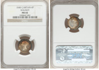 Victoria 4-Piece Certified Maundy Set 1848 NGC, 1) Penny - MS65, KM727 2) 2 Pence - MS63, KM729 3) 3 Pence - MS64, KM730 4) 4 Pence - MS66, KM732 KM-M...
