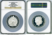 Elizabeth II silver Proof High-Relief "Britannia" 10 Pounds (5 oz) 2014 PR70 Ultra Cameo NGC, KM-Unl. Mintage: 1,350. One of the first 750 struck. An ...