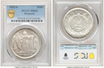 Republic Peso 1892/0 MS63 PCGS, KM52. Peach toned with unmarked fields, softly struck obverse. 

HID09801242017

© 2020 Heritage Auctions | All Ri...