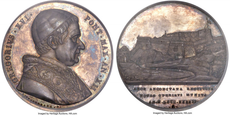 Papal States. Gregory XVI silver Medal Anno XI (1842) MS64 PCGS, Rinaldi-37. 40m...