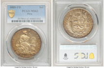 Republic Sol 1885-TD MS63 PCGS, Lima mint, KM196.22. Sunset toning. 

HID09801242017

© 2020 Heritage Auctions | All Rights Reserved