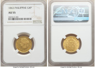 Spanish Colony. Isabel II gold 4 Pesos 1863 AU55 NGC, Manila mint, KM144. AGW 0.1903 oz. 

HID09801242017

© 2020 Heritage Auctions | All Rights R...