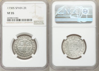 Philip V 2 Reales 1730-S VF35 NGC, Seville mint, KM340. Two year type. 

HID09801242017

© 2020 Heritage Auctions | All Rights Reserved