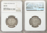 Philip V 2 Reales 1736 S-AP AU55 NGC, Seville mint, KM355. One of the key dates in series. 

HID09801242017

© 2020 Heritage Auctions | All Rights...