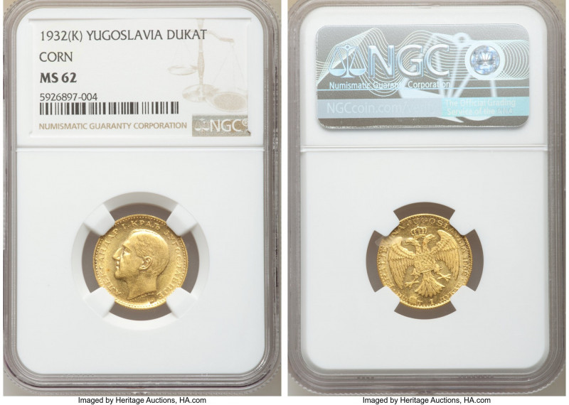 Alexander I gold "Corn Countermarked" Ducat 1932-(k) MS62 NGC, Kovnica mint, KM1...