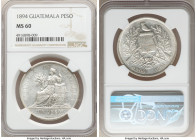 Republic 4-Piece Lot of Certified Assorted Issues NGC, 1) Guatemala: Republic Peso 1894 - MS60, KM210 2) Guatemala: Republic Peso 1895 - MS60, KM210 3...
