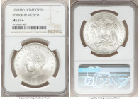 5-Piece Lot of Certified Assorted Issues NGC, 1) Ecuador: Republic 5 Sucres 1944-Mo - MS64+, Mexico City mint, KM79 2) El Salvador: Republic Peso 1894...