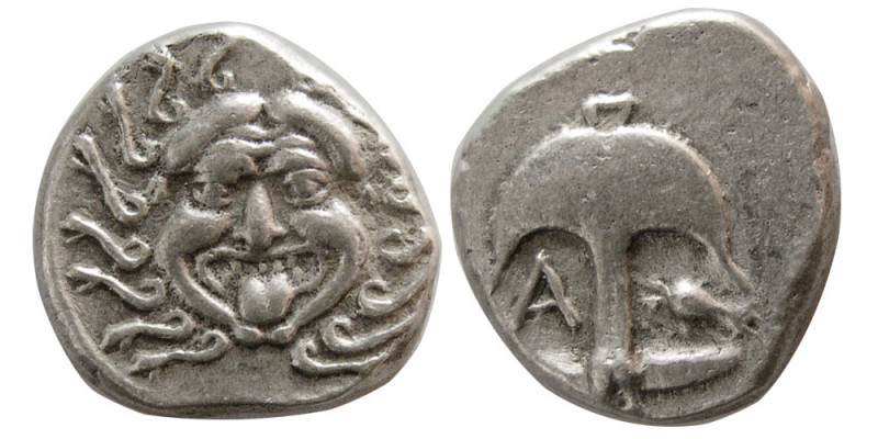 THRACE, Apollonia Pontika. Mid-late 4th century BC. AR Drachm (3.02 gm; 13 mm). ...