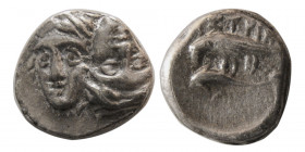 MOESIA, Istros. 4th century BC. AR Quarter Drachm.