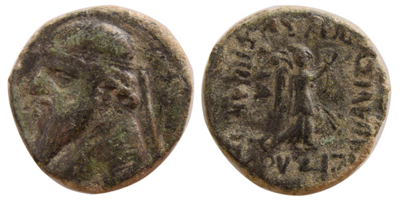 KINGS of PARTHIA. Mithradates II. 121-91 BC. Æ Dichalkon (2.32 gm; 16 mm). Ekbat...