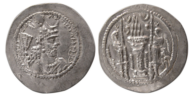 SASANIAN KINGS. Yazdgard I. 393-420 AD. Silver Drachm (4.08 gm; 28 mm). SHIZ(Ath...