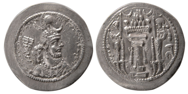 SASANIAN KINGS. Yazdgard I. 393-420 AD. Silver Drachm (4.26 gm; 29 mm). GO or GW...