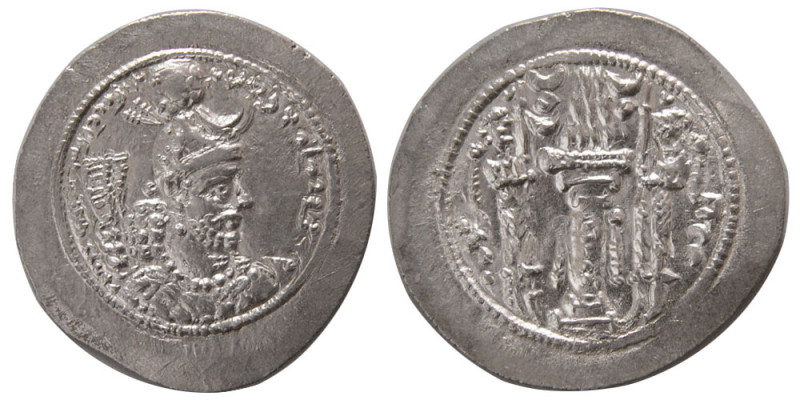 SASANIAN KINGS. Yazdgard I. 393-420 AD. Silver Drachm (4.26 gm; 30 mm). AS (Asph...