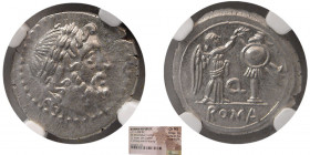 ROMAN REPUBLIC. 211-208 BC. AR Victoriatus. NGC-Choice MS.