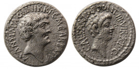 ROMAN IMPERATORIAL. Marc Antony and Octavian. 41 BC. Silver Denarius.
