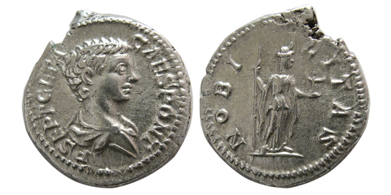 ROMAN EMPIRE. Geta, as Caesar. AD. 198-209. AR Denarius (3.28 gm; 19 mm). Rome, ...