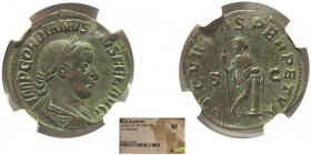ROMAN EMPIRE. Gordian III.  Æ Sestertius.NGC-XF.