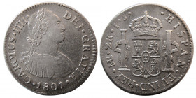 SPANISH COLONIAL. PERU, Carolus IV. 1801. AR 2 Reales