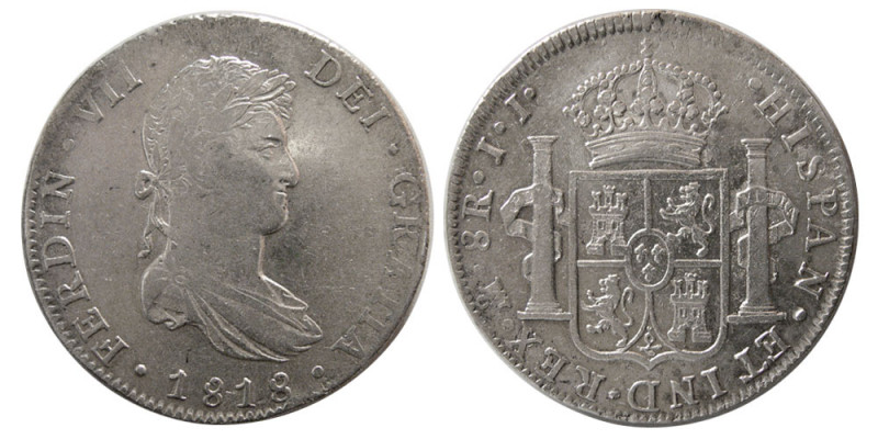 SPANISH COLONIAL. Mexico. Ferdinand VII. 1818. I.J. AR 8 Reales (26.80 gm; 40 mm...