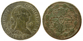 SPAIN, Carolus III. 1788. 4 Maravedis.