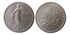 FRANCE, Republic. 1917. Silver 1 Franc.