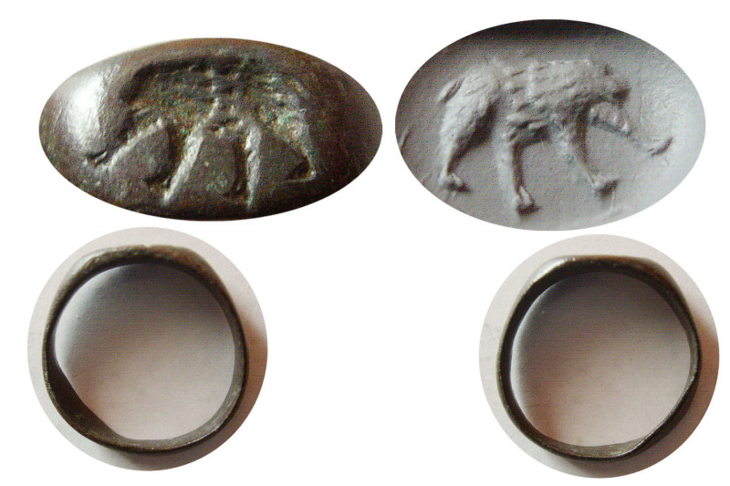 ROMAN EMPIRE. Circa 3rd-4th Century AD. Bronze Seal Ring (4.44 gm, Ring Size 10)...