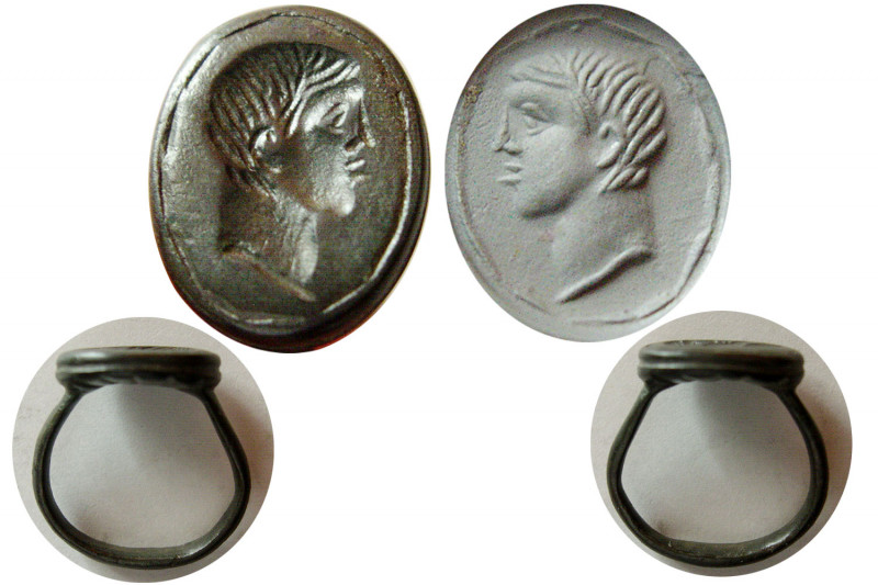 ROMAN EMPIRE. Circa 3rd-4th Century AD. Bronze Seal Ring (5.82 gm, Ring Size 7)....