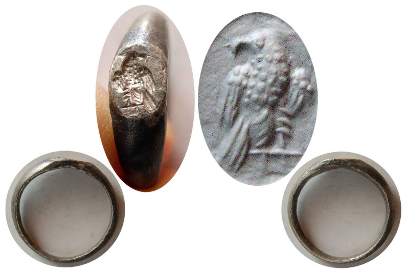 ROMAN EMPIRE. Circa 3rd-4th Century AD. Silver Seal Ring (3.46 gm, Ring Size 9)....