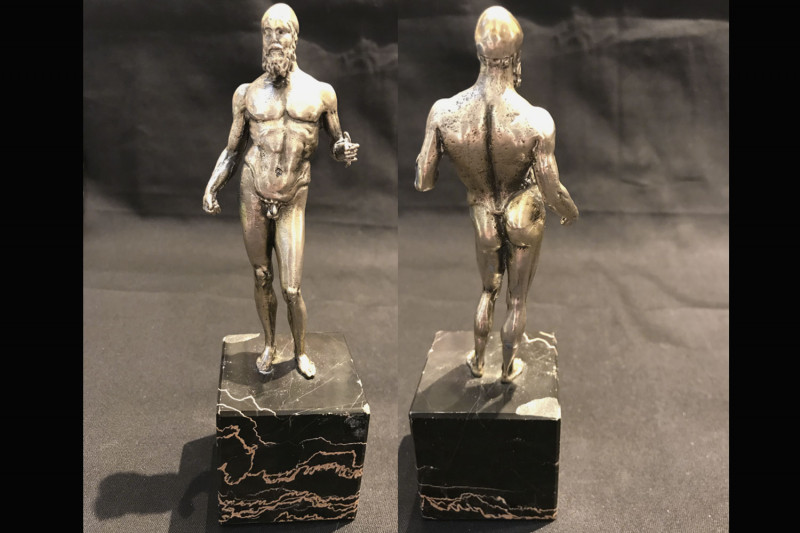 GREEK. Silver Nude Statue of the Spartan Warrior. Circa early 1900s. 4.5 inches ...