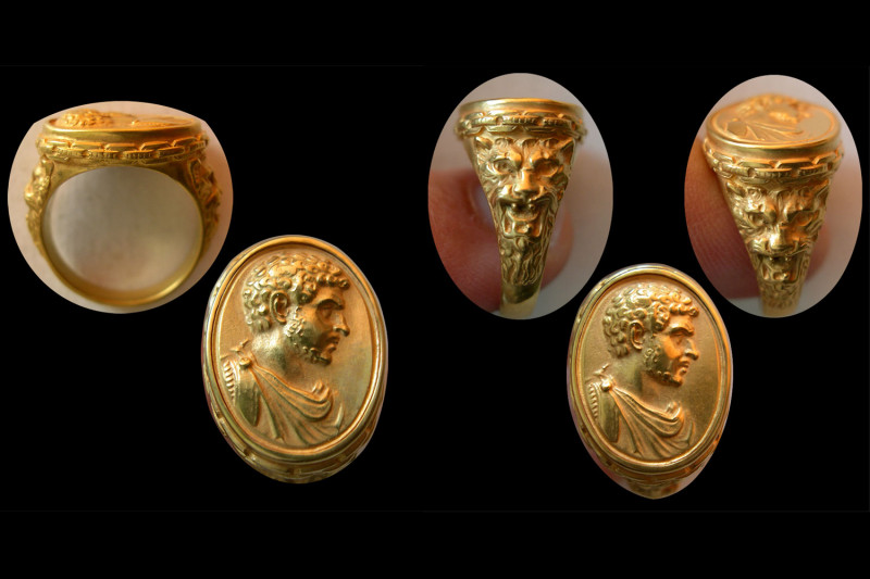 ROMAN STYLE. Custom made 18K Gold Ring of Caracalla, The Roman Emperor 198-217 A...