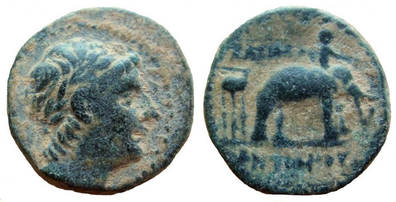 Seleukid Kingdom. Antiochos III, 223-187 BC. AE 20 mm. 11.08 gm. Uncertain milit...
