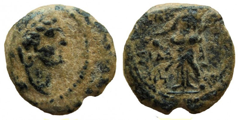 Phoenicia. Sidon. AE 12 mm. 1.72 gm. 
Dated year 6, 106-105 BC.
Obverse: Veile...