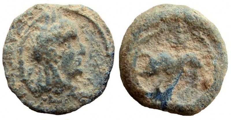 Nabataea. Aretas IV, 9 BC-40 AD. PB Token.
14 mm. 2.05 gm. 
Obverse: Head of A...