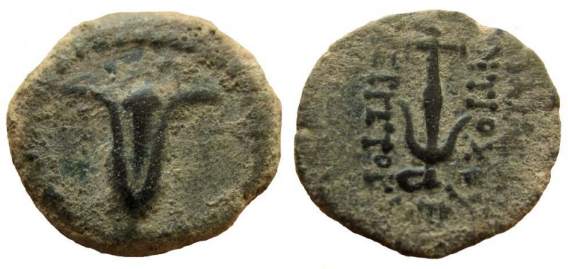 Judean Kingdom. John Hyrcanus I, 134 - 104 BC. AE Prutah.
Struck in the name of...