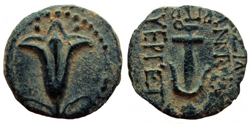 Judean Kingdom. John Hyrcanus I, 134 - 104 BC. AE 14 mm. 1.45 gm. 
Struck in th...