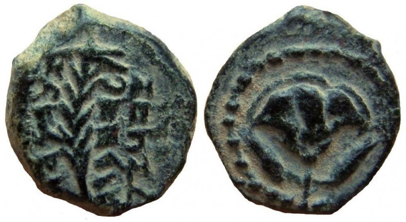 Judean Kingdom. John Hyrcanus I, 134 - 104 BC. AE Half Prutah.
10 mm. 1.15 gm. ...