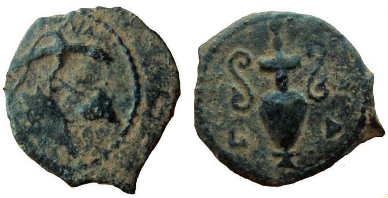 Judaea. Procurators. Valerius Gratus, 15-26 AD. AE Prutah.
15 mm. 1.38 gm. 
Da...