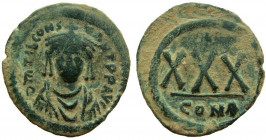 Tiberius II Constantine, 578-582 AD. AE Three-quarter Follis. Constantinople mint.