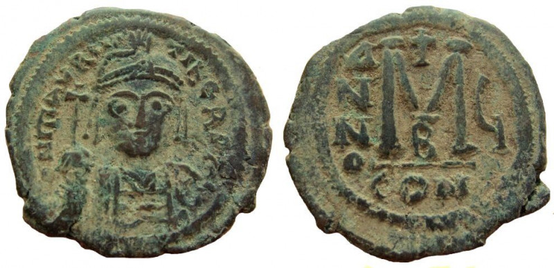 Maurice Tiberius, 582-602 AD. AE Follis. Constantinople mint.
27 mm. 12.16 gm. ...