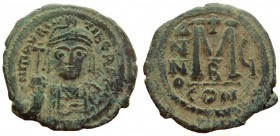 Maurice Tiberius, 582-602 AD. AE Follis. Constantinople mint.