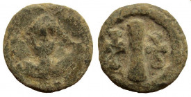 Maurice Tiberius, 582-602 AD. PB Decanummium. Italian mint.