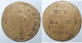 ANCONA. Prima Repubblica Romana (1798-1799). 2 Baiocchi 2° tipo. AE (12,59 g - 34,2 mm). Gig. 4 R2. MB-BB